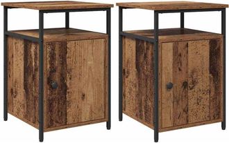 vidaXL Bedside Cabinet 2 pcs Old wood Engineered Wood Vidaxl