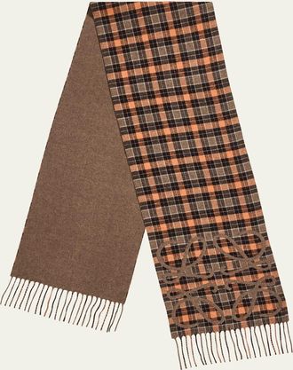 Loewe Check Anagram Silk-Cashmere Scarf