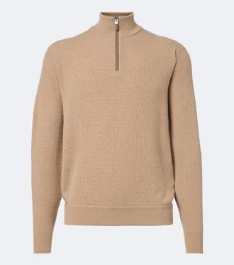 Canali Knitted wool and cashmere zip-up sweater