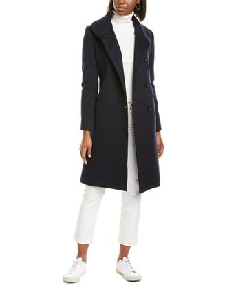Sofiacashmere Sofiacashmere Round Collar Wool & Cashmere-Blend Coat