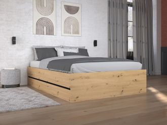 Vente-Unique Letto con contenitore 140 x 190 cm Naturale e Nero - LUDARO