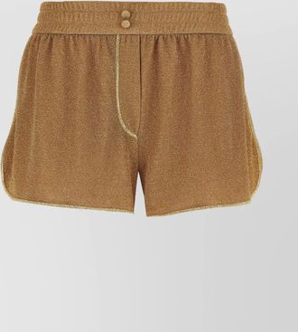 Os&eacute;ree glitter button elastic waistband shorts