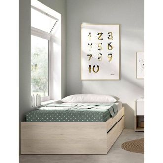 Dmora Dmora - Cama Individual Neki, Sommier Para Dormitorio, Estructura De Cama Por Habitaci&oacute;n, Estructura Del Sostenedor Del Colch&oacute;n, 96x195 H40 Cm, Blanco
