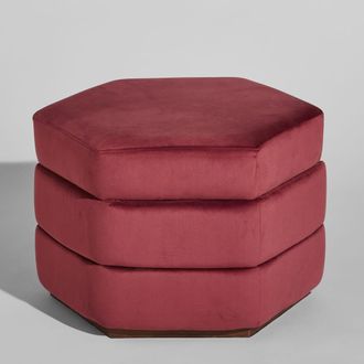 Maisons du monde Puf de terciopelo burdeos