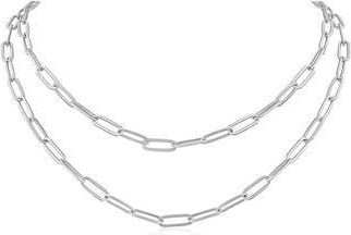 Jardin Layered Paper Clip Chain Necklace in Silver at Nordstrom Rack, Size 15