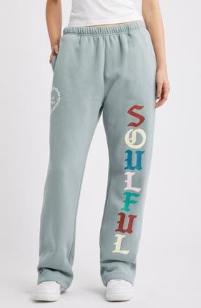 The Mayfair Group Soulful Cotton Blend Wide Leg Sweatpants in Dusty Blue at Nordstrom Rack, Size Small/medium
