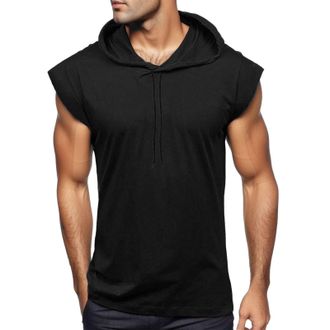 Generic Mens Workout Hoodies Tank Top Mens Sleeveless Zip Up Hoody Sweatshirt with Pocket Mens Tank Top Sport Sleeveless Cut Off Athletic Gym Shirt Black