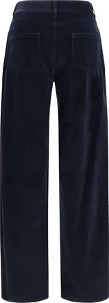 Max Mara Womens Corduroy Velvet Palazzo Pants Blu Cotton; Elastane Trousers