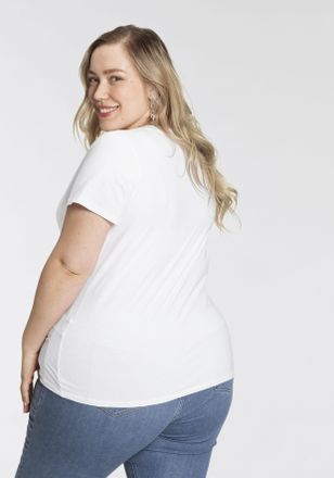 Levi's Plus V-Shirt LEVIS PLUS V NECK TEE, Damen, Gr. XXXL (54/56), weiss (wei&szlig;), Jersey, Obermaterial: 100% Baumwolle, figurumspielend h&uuml;ftlang, V-Ausschnitt, Sh