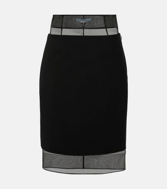 Prada Crinoline and virgin wool midi skirt