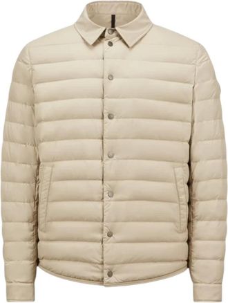 Moncler Beige Down Shirt Jacket Air Soft - Heren - Zomerjassen - Beige - XL - Polyester - Jassen