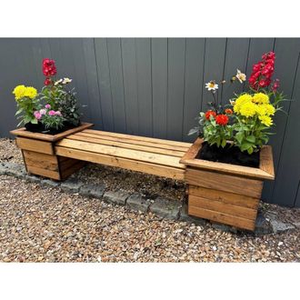 Charles Taylor Trading Knights Double Planter Bench Flat Packed - L47.5 x W135 x H40 cm in Brown