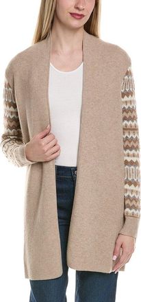 Sofiacashmere Lurex Fairisle Open Wool & Cashmere-Blend Cardigan