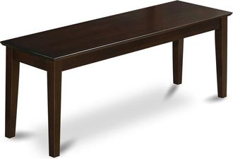 East West Furniture Capri bench with wood seat in Cappuccino