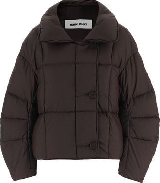 Ienki Ienki Cropped Brown Quilted Padded Jacket With Wide Collar
