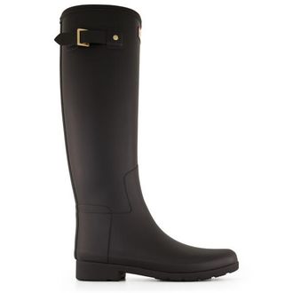 Hunter Refined Gold Trim Tall Boot Gummistiefel f&uuml;r Damen | schwarz