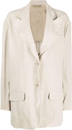 Acne Studios single-breasted blazer - women - Viscose/Cotton/Linen/Flax - 38 - Neutrals