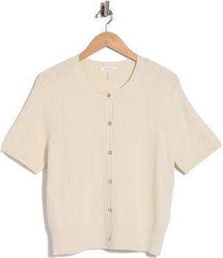 Rag & Bone Plaza Short Sleeve Crop Cardigan in Ivory at Nordstrom Rack, Size X-Large