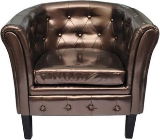 vidaXL Tub Chair Brown Faux Leather, 60706