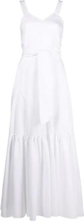 Forte_Forte Casual Maxi Jurk in Wit - Dames - Maxi kleedjes - Wit - S - Katoen - Kleedjes