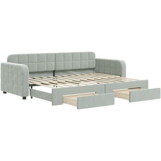 vidaXL Sof&aacute; Cama Nido Con Cajones Terciopelo Gris Claro 80x200 Cm Vidaxl