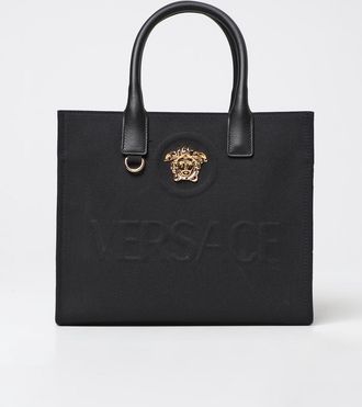 Versace Borsa La Medusa Versace in canvas di cotone e pelle