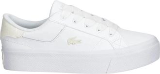 Lacoste Ziane Platform Leren Sneakers - Dames - Sneakers - Wit - 36 EU - Leer - Schoenen