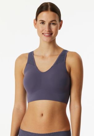 Schiesser Bustier SCHIESSER Invisible Soft Lace, Damen, Gr. 36, N-Gr, 824, indigo, Single Jersey, Obermaterial: 75% Polyamid, 25% Elasthan, BHs Bustier, herausn