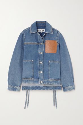 Loewe Giacca In Denim Con Finiture In Pelle - Blu