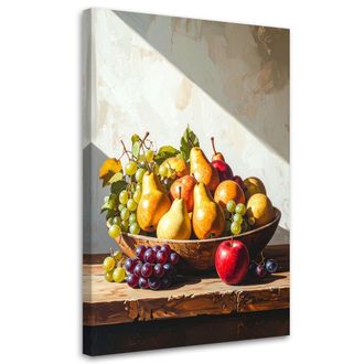 Feeby Cuadro Sobre Lienzo, Naturaleza Muerta Con Frutas En Un Cuenco, 80x120