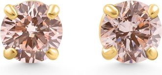 Pompeii3 1/2Ct Pink Lab Grown Diamond Screw Back Studs Earrings 14K Yellow Gold