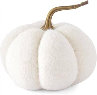 K&K Interiors Fuzzy Knit Pumpkin In White