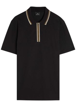 Paul Smith Striped-trim Stretch-cotton Polo Shirt - Black - XL