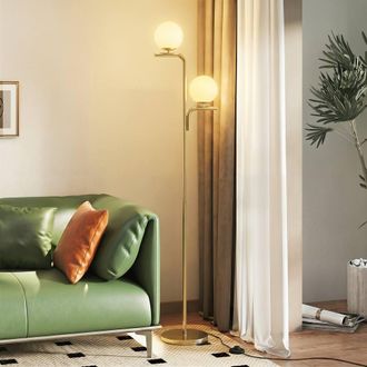 HOMCOM Floor Lamp with 3 Colour Temperatures, Modern Standing Lamp, Gold | Size: Large