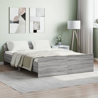 Berkfield Home Bed Frame with Headboard & Footboard Grey Sonoma 135x190 cm Double