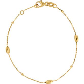 Bony Levy 14K Gold Beaded Station Line Bracelet in 14K Yellow Gold at Nordstrom, Size 7