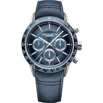 Raymond Weil Freelancer Mens Blue Watch 7741-SC3-50021 Leather - One Size
