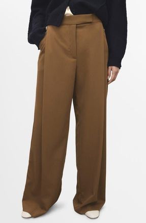 Mango Pleated Wide Leg Pants in Medium Brown at Nordstrom, Size 10