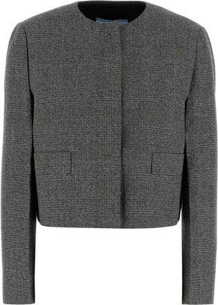 Prada Womens Glencheck Blazer - Grey Cotton - Size EU 36 (Womens)