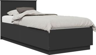 vidaXL Estructura De Cama Negro 100 X 200 Cm Madera De Ingenier&iacute;a Vidaxl