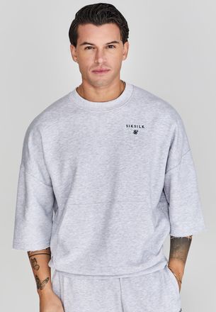 Siksilk Mens Grey Marl Cut Off Sweater L