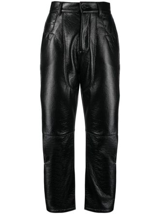 Opening Ceremony barrel-leg cropped trousers - women - Polyurethane/Polyester/Cotton/Polyester/Cotton - 40 - Black