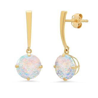 MAX + STONE 14k Yellow Gold Solitaire Round-Cut Gemstone Drop Earrings (8mm)