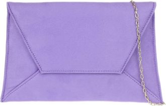 Girly HandBags Plain Suede Clutch Bag Medium Lilac