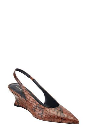 Marc Fisher Taten Slingback Pointed Toe Wedge Pump in Dark Natural 120 at Nordstrom, Size 6.5