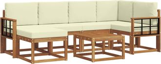 vidaXL Conjunto De Sof&aacute;s De Exterior 7 Uds. Natural Y Crema Vidaxl