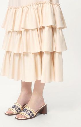 Valentino Garavani Sandalo Slide County In Vitello Con Ricamo Grape 60Mm Donna AVORIO/NATURALE/BLU 35.5