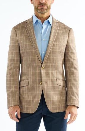 The Savile Row Company Plaid Knit Sport Coat in Camel at Nordstrom Rack, Size 38Regular