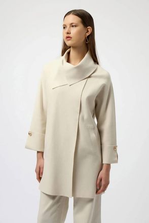 Joseph Ribkoff Overlap Collar Sweater Knit Cardigan In Birch Melange