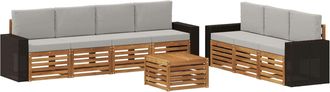 vidaXL Juegos De Sof&aacute;s 8 Uds. Natural Y Gris Claro Vidaxl